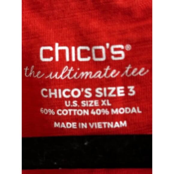 Chico's the Ultimate Tee Women's 3 XL Bright Red Top Lux Quality Pullover Shirt - Picture 2 of 7